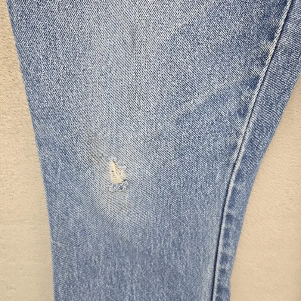 Vintage Rustler Jeans Mens Fits 32x26 Blue Faded Whiskers Denim Straight Leg USA